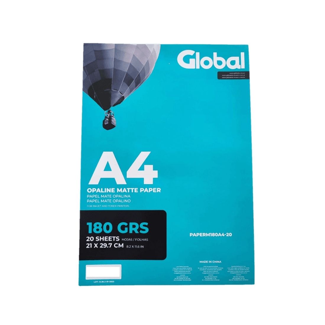 PAPEL GLOBAL MATE 180GR X20