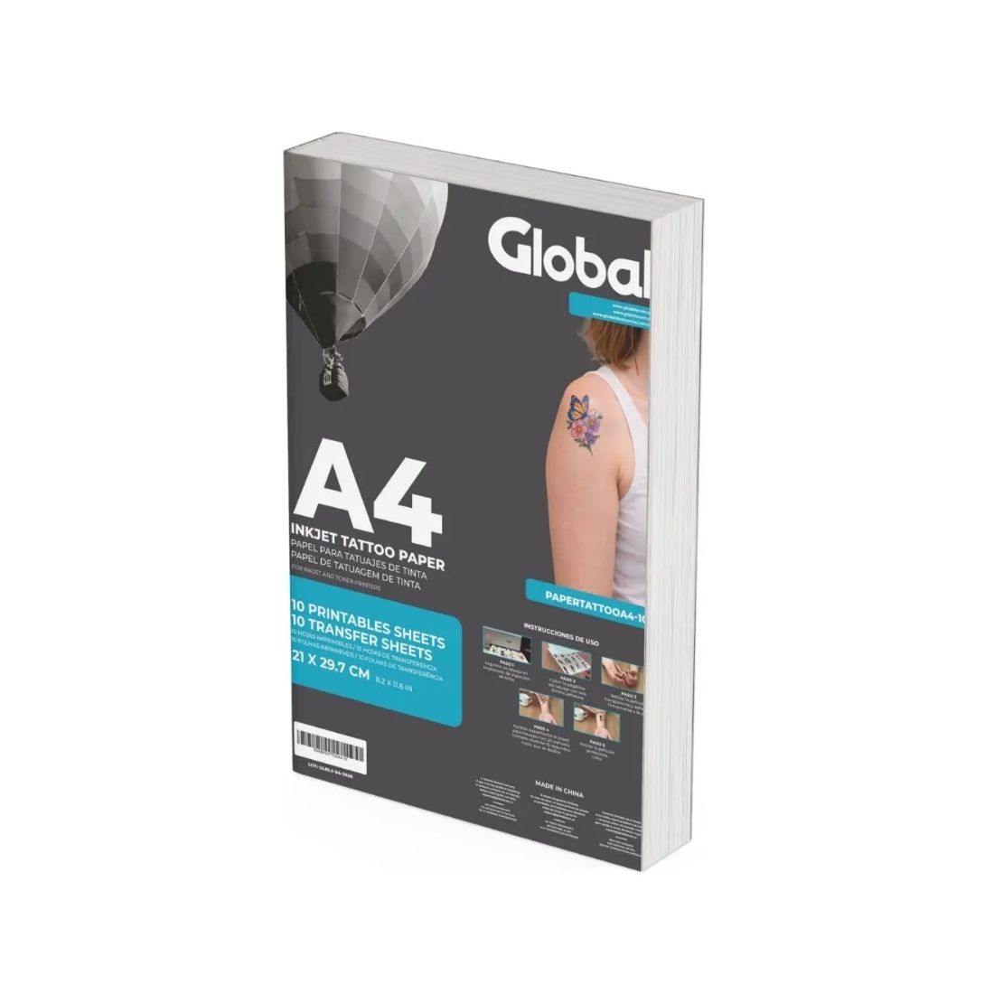 PAPEL GLOBAL TATTO A4 X10