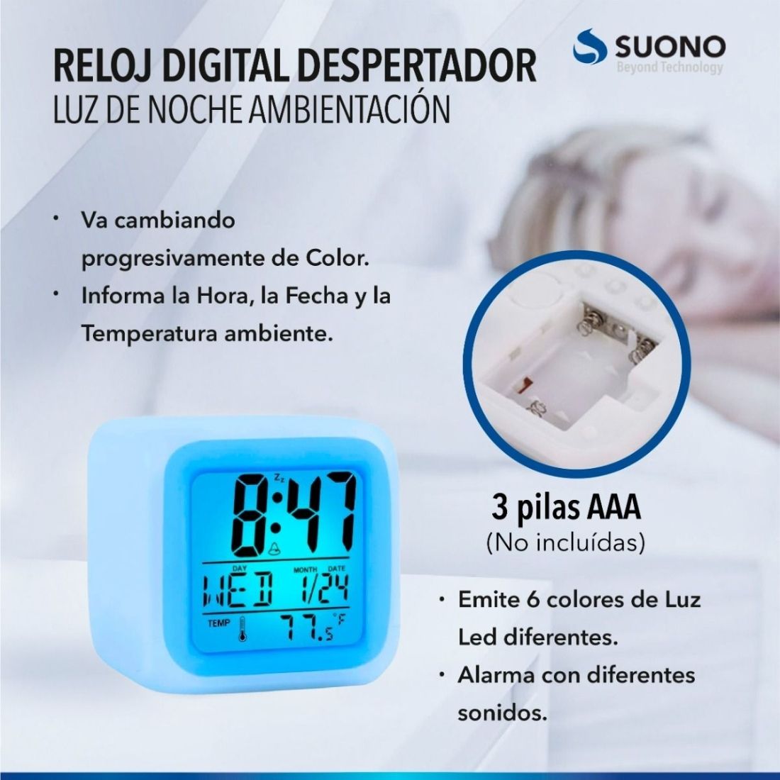 RELOJ CUBO COLORES SUONO HOG0019   