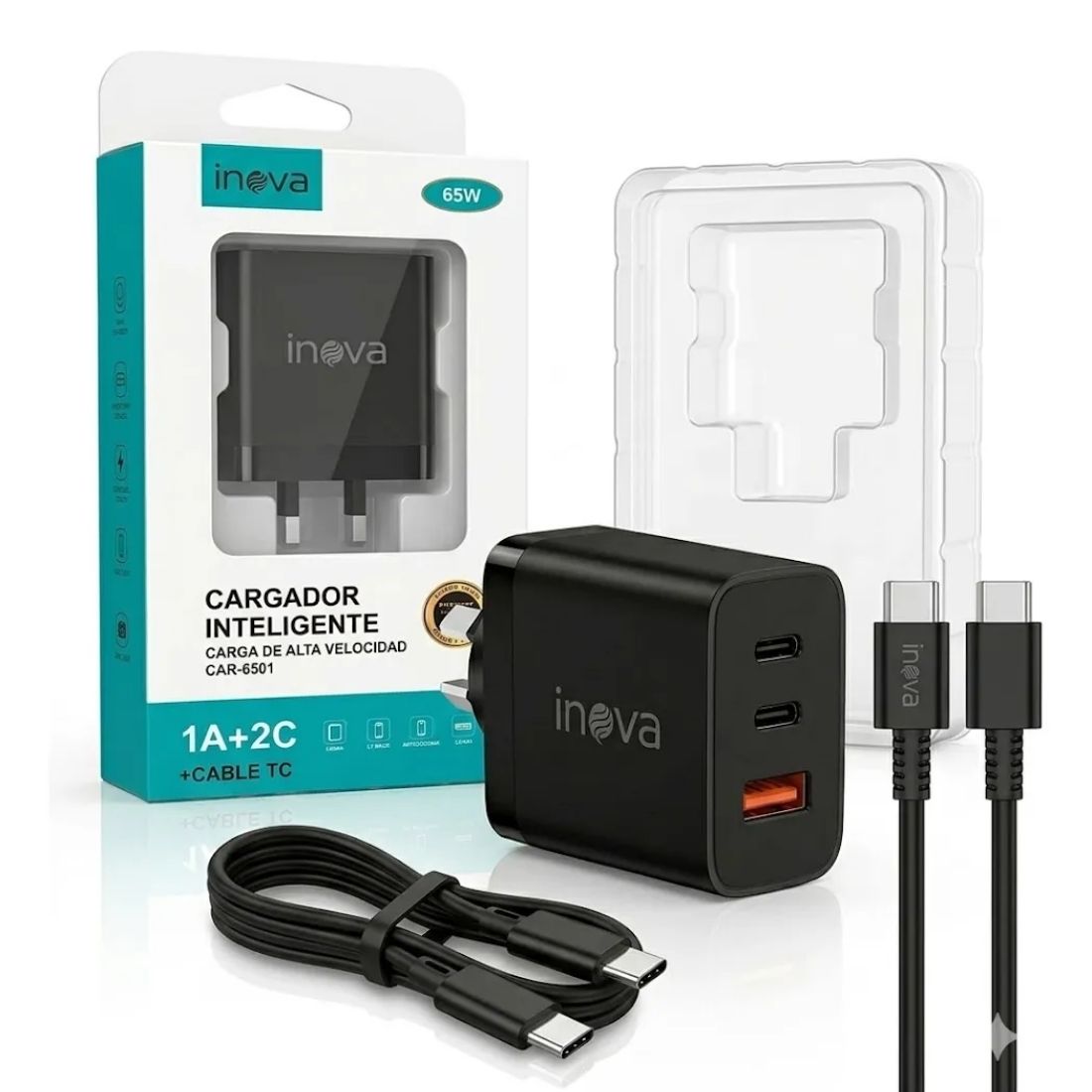 CARGADOR INOVA C/CABLE 2C + 1A