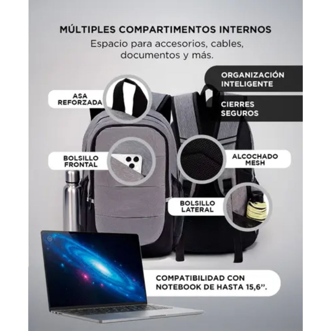 MOCHILA GADNIC URBANA GRIS         