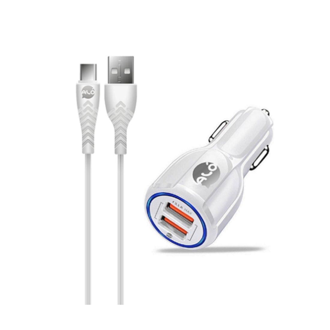 CARGADOR P/AUTO 12V ALO C/USB C BLA