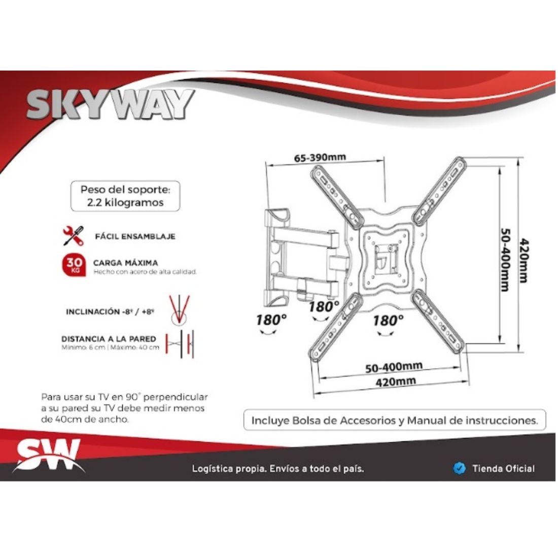 SOPORTE TV SKYWAY MOVIL ST2 GM3372 