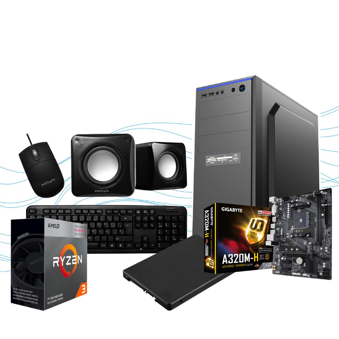 PC KELYX R3 3200G/8GB/240GB/ACC.   