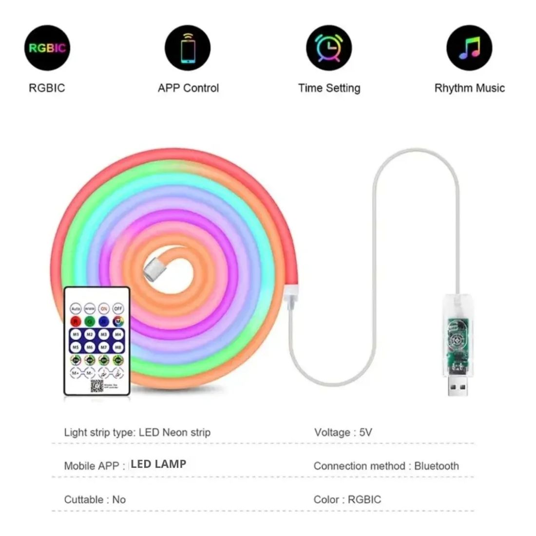 TIRA DE LED NEON FLEXIBLE RGB 5M